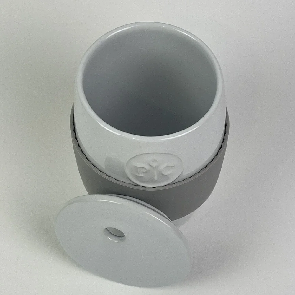 Pampered Chef Ceramic Egg Cooker Cup With Lid And Silicone Sleeve 1529